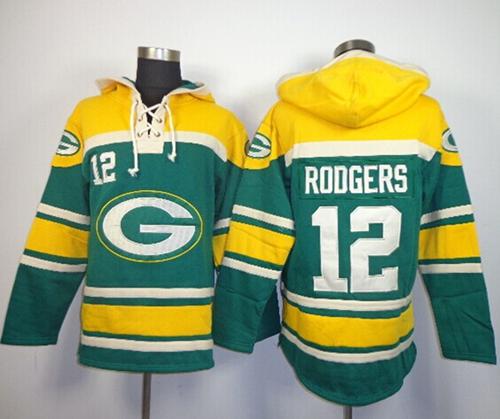 Men's Green Bay Packers #12 Aaron Rodgers Green NFL Sawyer Hooded Sweatshirt Hoodie